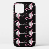Textile Schwarz Flamingo Hintergrundmuster Case-Mate iPhone Hülle (Rückseite)