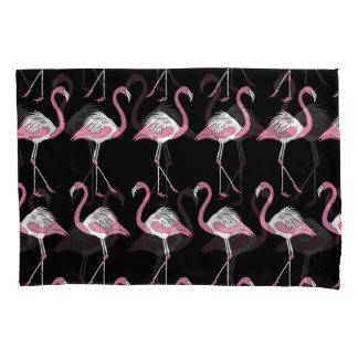 Textile Schwarz Flamingo Hintergrundmuster Kissenbezug