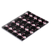 Textile Schwarz Flamingo Hintergrundmuster Notizblock (Linke Seite)