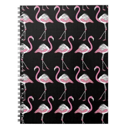 Textile Schwarz Flamingo Hintergrundmuster Notizblock (Vorderseite)