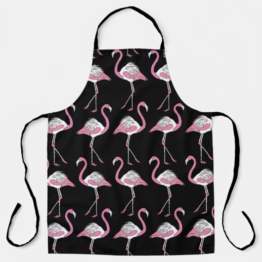 Textile Schwarz Flamingo Hintergrundmuster Schürze (Vorderseite)