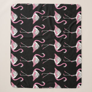 Textile Schwarz Flamingo Hintergrundmuster Sherpadecke