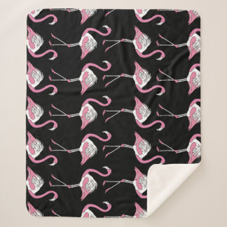 Textile Schwarz Flamingo Hintergrundmuster Sherpadecke
