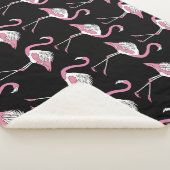 Textile Schwarz Flamingo Hintergrundmuster Sherpadecke (3/4)