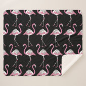 Textile Schwarz Flamingo Hintergrundmuster Sherpadecke (Vorderseite (Horizontal))
