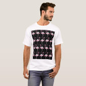 Textile Schwarz Flamingo Hintergrundmuster T-Shirt (Vorne ganz)