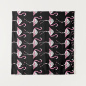 Textile Schwarz Flamingo Hintergrundmuster Wandteppich (Vorderseite (Horizontal))