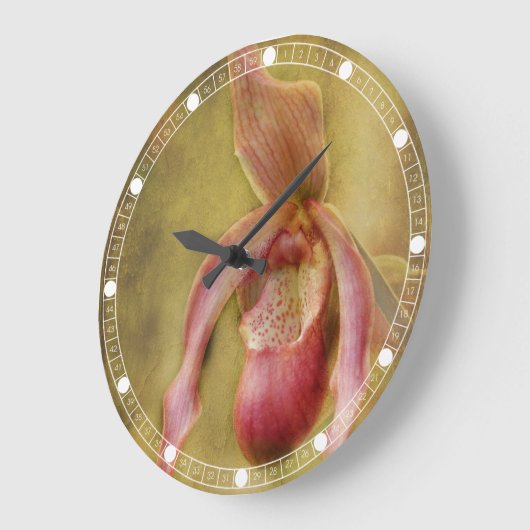 Textile Slipper-Orchidee Große Wanduhr (Winkel)