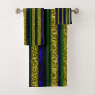 Textile Streifen Gelb-Grün Badhandtuch Set