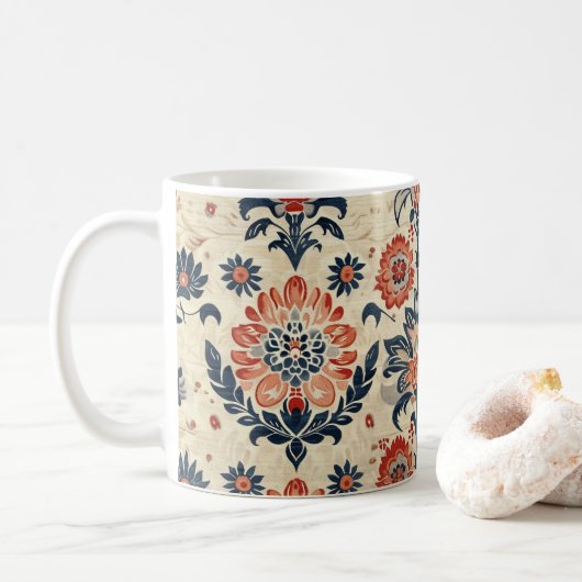 Textile Tasse aus Barkleichtstoff auf White Coffee (Mit Donut)