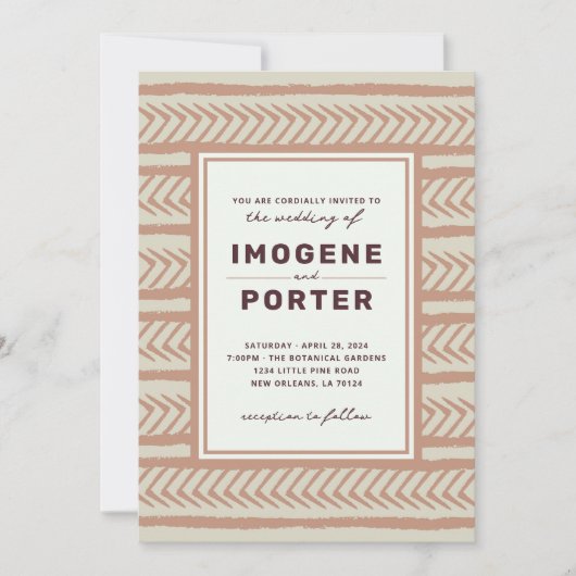 Textile Wedding Einladung (Vorderseite)