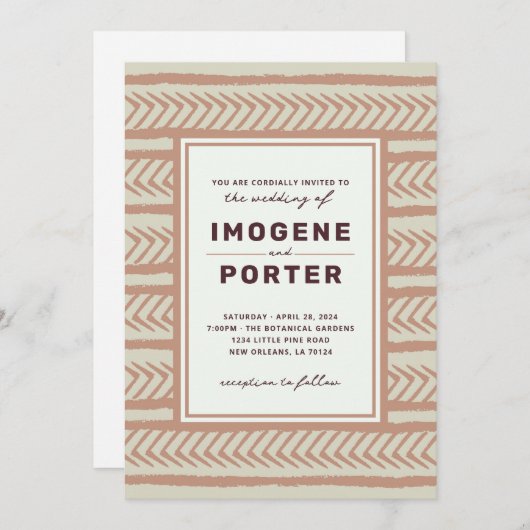 Textile Wedding Einladung (Vorne/Hinten)