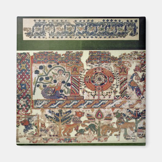 Textilinfragment, das Jonah und den Wal darstellt Magnet (Vorne)