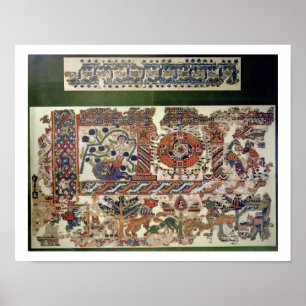 Textilinfragment, das Jonah und den Wal darstellt Poster