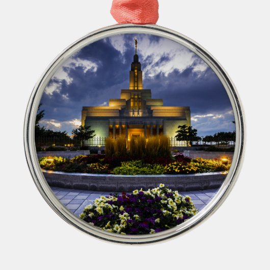 Textilkaufmann mormonischer Lds Tempel - Utah Silbernes Ornament (Vorne)