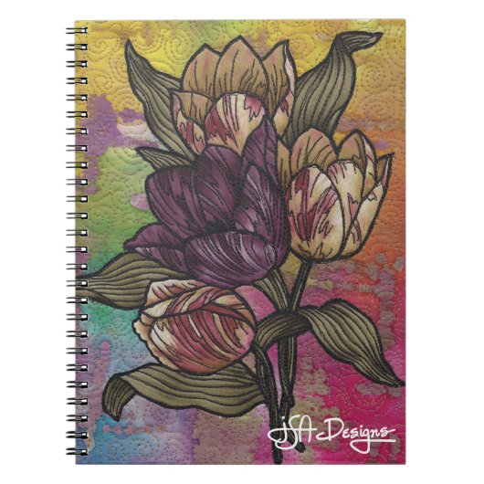 Textilkunst-Blumennotizbuch Notizblock (Vorderseite)