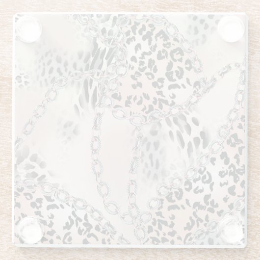 Textilleopard: Blumenkettenmuster. Glasuntersetzer (Rückseite)