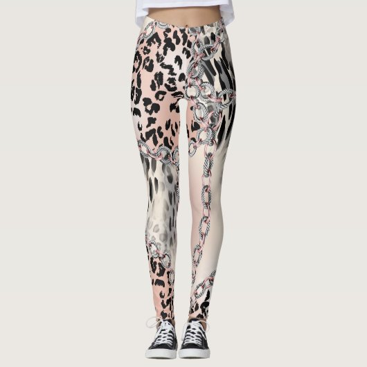 Textilleopard: Blumenkettenmuster. Leggings (Vorderseite)