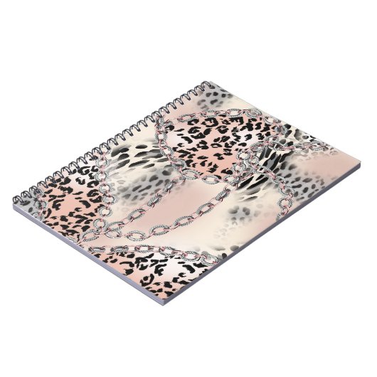 Textilleopard: Blumenkettenmuster. Notizblock (Linke Seite)