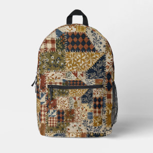 Textilmosaik im Vintage-Stil. Bedruckter Rucksack