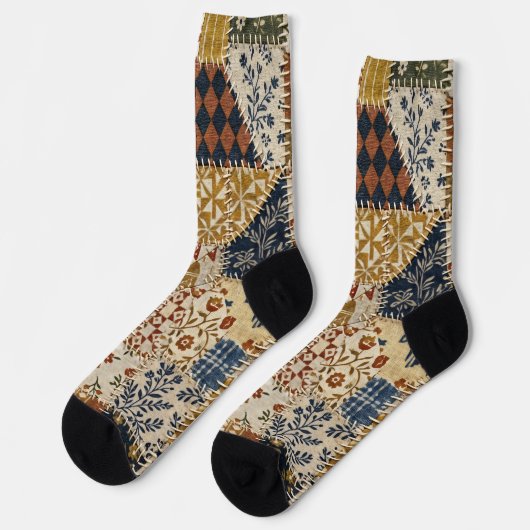 Textilmosaik im Vintage-Stil. Socken (Linkes Detail)