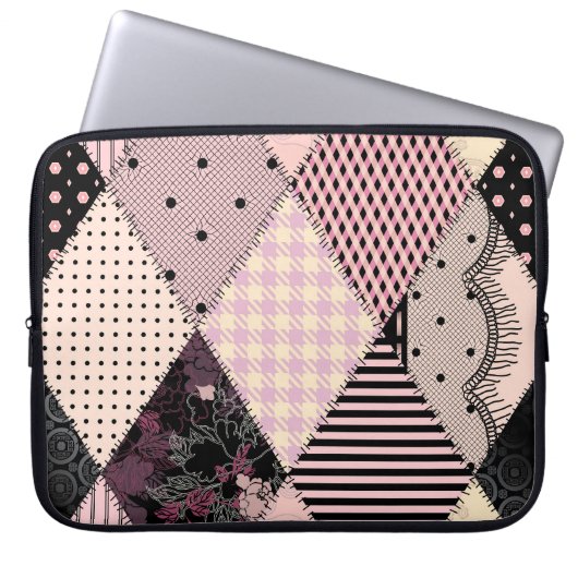 Textilwäsche: Patchwork-Vintage-Muster Laptopschutzhülle (Vorderseite)