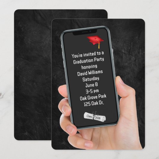 Textmeldung von 2025 der Graduationspartei Einladung (Vorne/Hinten)