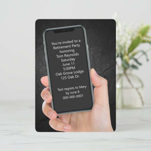 Textmeldung zum Zurücksetzen des Party Einladung (Stehend Vorderseite)