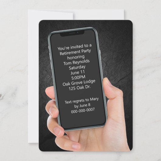 Textmeldung zum Zurücksetzen des Party Einladung (Vorderseite)