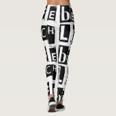 Textmuster für Schwarz-Weiß-Beach-Life Leggings (Rückseite)