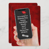 Textnachricht der Graduierungspartei auf rotem Led Einladung (Vorne/Hinten)