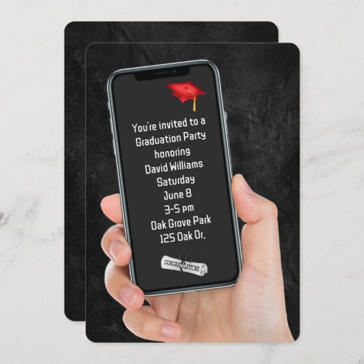 Textnachricht der Graduierungspartei Einladung (Vorne/Hinten)