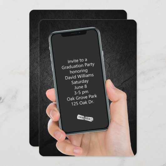 Textnachricht der Graduierungspartei Einladung (Vorne/Hinten)