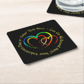 Textnachricht hinzufügen - Warnungen auf schwarz Rechteckiger Pappuntersetzer (angewinkelt)