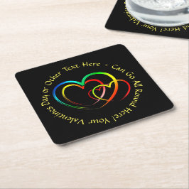 Textnachricht hinzufügen - Warnungen auf schwarz Rechteckiger Pappuntersetzer