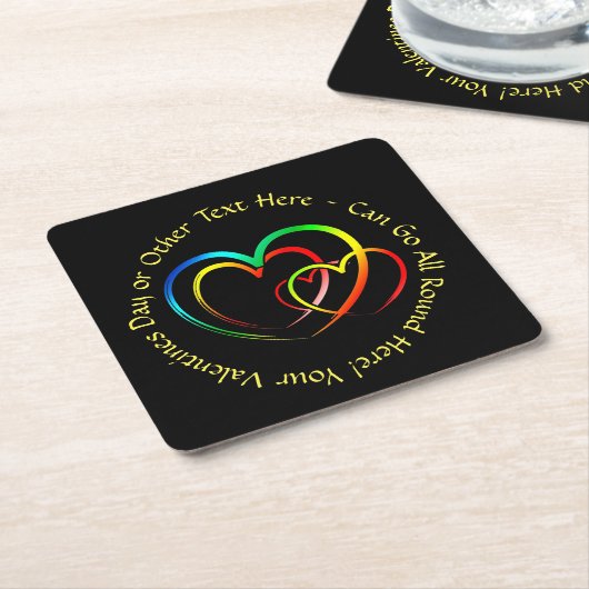 Textnachricht hinzufügen - Warnungen auf schwarz Rechteckiger Pappuntersetzer (angewinkelt)