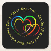 Textnachricht hinzufügen - Warnungen auf schwarz Rechteckiger Pappuntersetzer (Vorderseite)