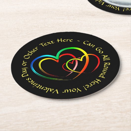 Textnachricht hinzufügen - Warnungen auf schwarz Runder Pappuntersetzer (Angewinkelt)