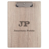 Textname Mit Monogramm, durch Holzaussehen beeintr Klemmbrett (Vorderseite)