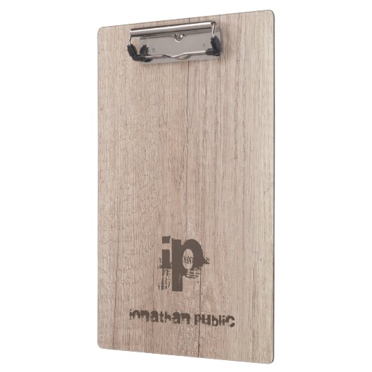 Textname-Monogramm für die Holzschau-Vorlage Klemmbrett (Links)