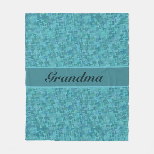 Textname Oma Großmutter Blau Aquamarin Fleecedecke (Vorderseite)