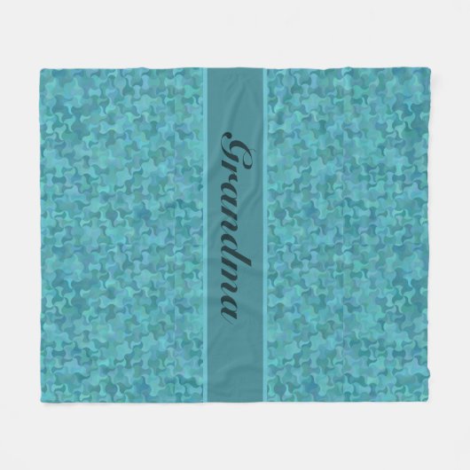 Textname Oma Großmutter Blau Aquamarin Fleecedecke (Vorderseite (Horizontal))