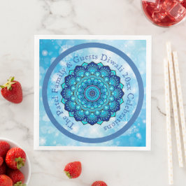 Textpassende Diwali Blue Round Paper ändern Serviette
