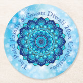 Textpassende Diwali Blue Round Paper Coast ändern Runder Pappuntersetzer (Vorderseite)