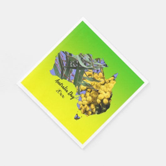 Textsaison bearbeiten, Australien Day Gum Leaf Wat Serviette (Ecke)