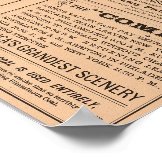 Textseite der Lehigh Valley Railroad Poster (Ecke)