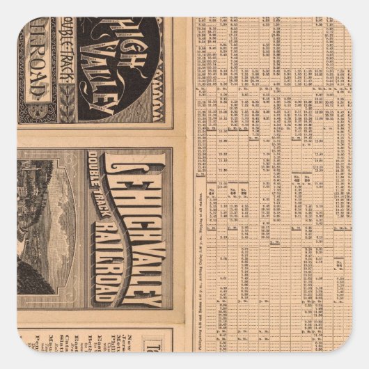 Textseite der Lehigh Valley Railroad Quadratischer Aufkleber (Vorderseite)