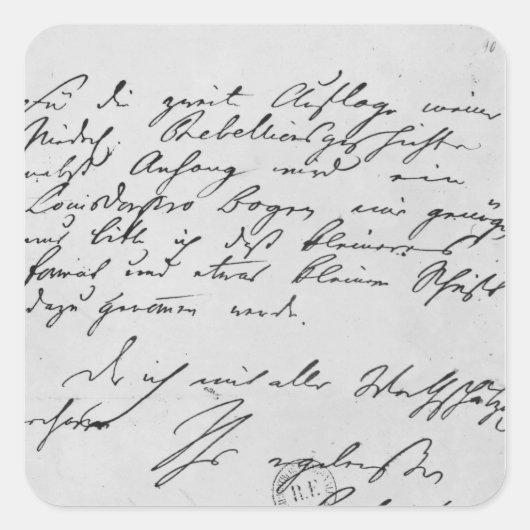 Textseite mit Unterschrift Quadratischer Aufkleber (Vorderseite)