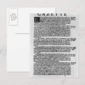 Textseite von "La Gazette" Postkarte (Vorne/Hinten)