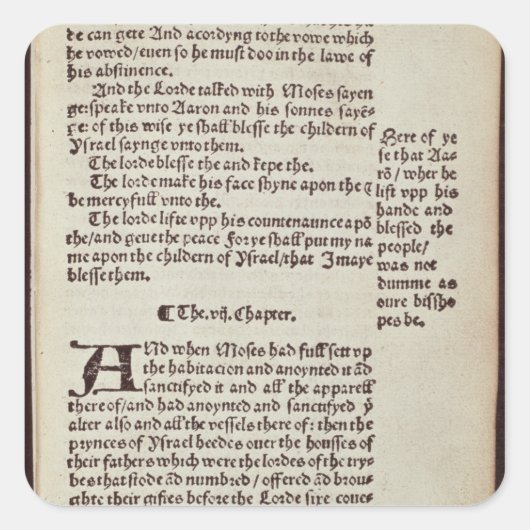 Textseite zum alten Testament Quadratischer Aufkleber (Vorderseite)